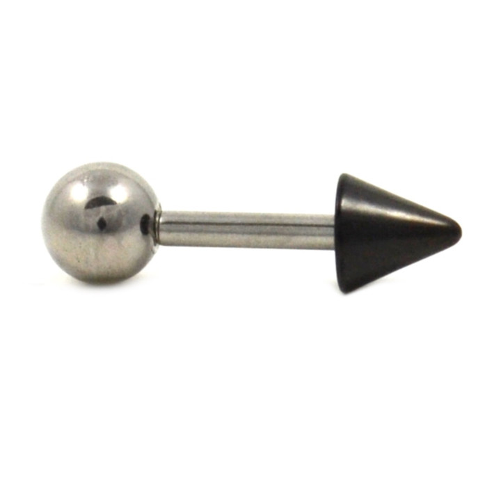 Black Titanium Spike Steel Barbell 16g 1/4" Black Titanium Spike Steel Barbell 16g 1/4"