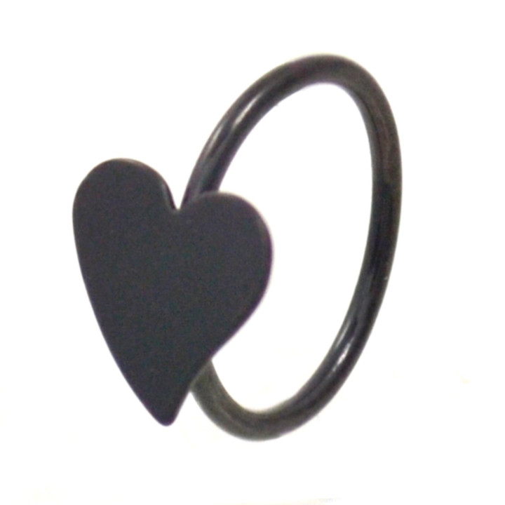 Black Titanium Heart Nose Hoop Ring 20 Gauge 5/16" Black Titanium Heart Nose Hoop Ring 20 Gauge 5/16"