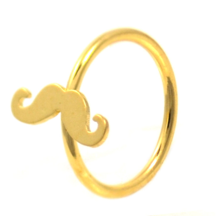 Gold Plated Mustache Nose Hoop Ring 20 Gauge 5/16" Gold Plated Mustache Nose Hoop Ring 20 Gauge 5/16"