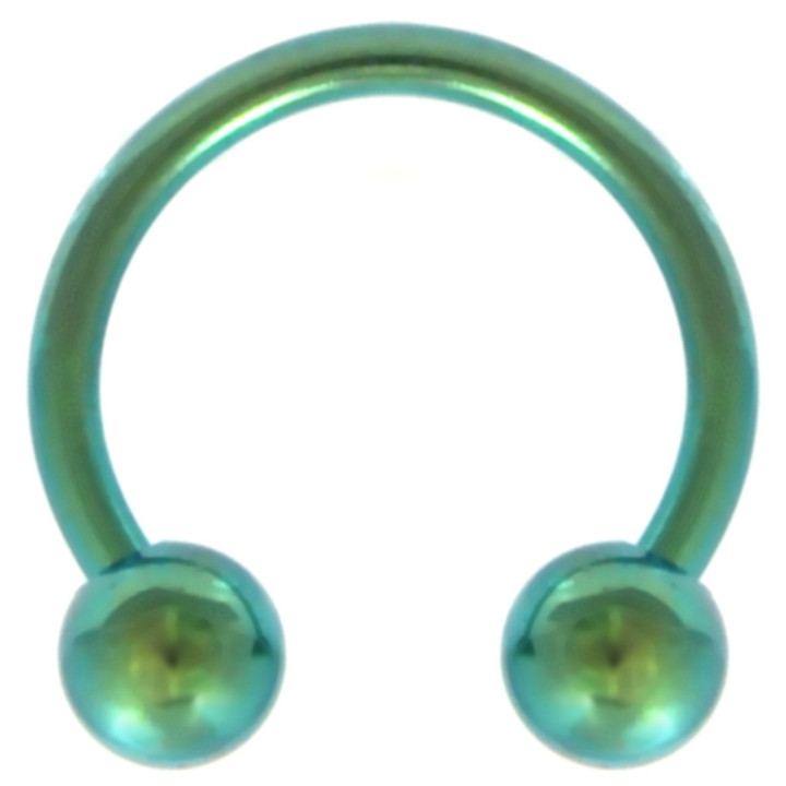 PAIR - Green Titanium Horseshoe Rings 18G-12G 
