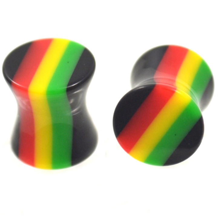 Rasta Striped Saddle-Fit Ear Plugs (8g-00g)