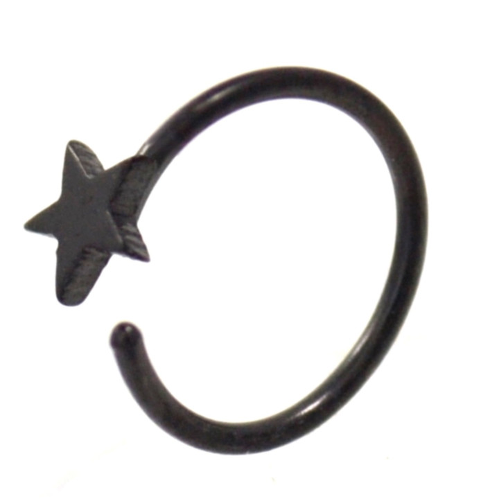 Black Plated Star Nose Hoop Ring 20 Gauge 5/16"