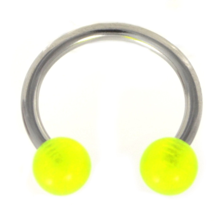 Green Glow in The Dark Balls Horseshoe Ring 16G/14G