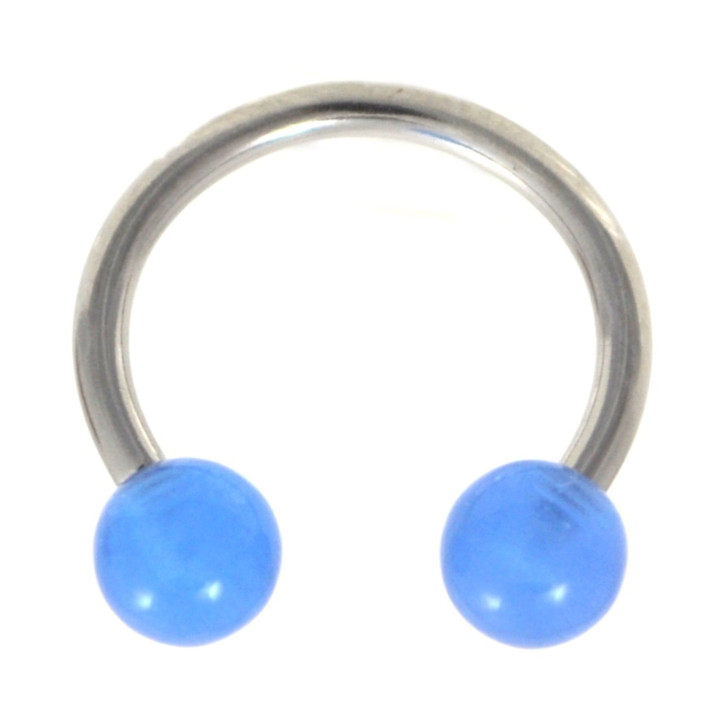 Blue Glow in The Dark Balls Horseshoe Ring 16G/14G Blue Glow in The Dark Balls Horseshoe Ring 16G/14G