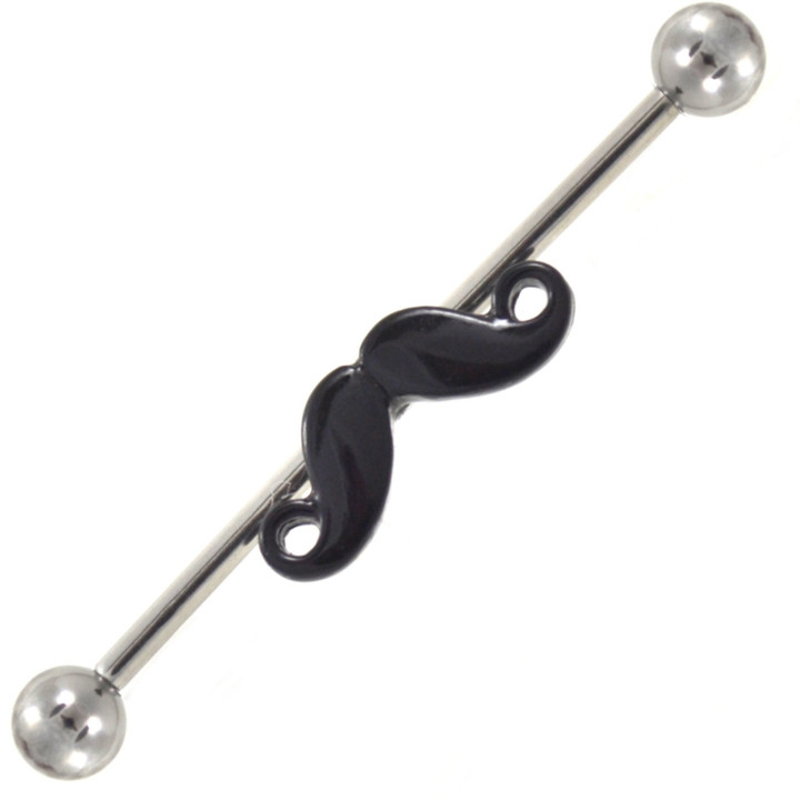 Handlebar Mustache Industrial Barbell 14g 35mm Handlebar Mustache Industrial Barbell 14g 35mm