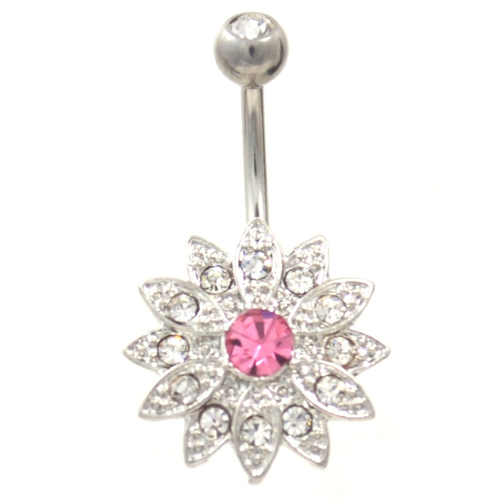 Gem Encrusted Pointy Flower Belly Button Ring Gem Encrusted Pointy Flower Belly Button Ring
