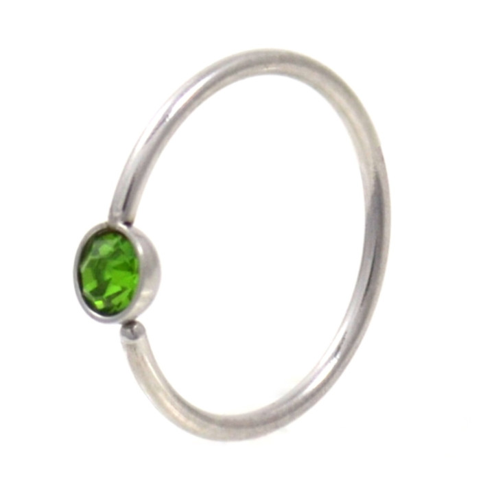 Green CZ Gem Steel Nose Hoop Ring 20G (2 Sizes)