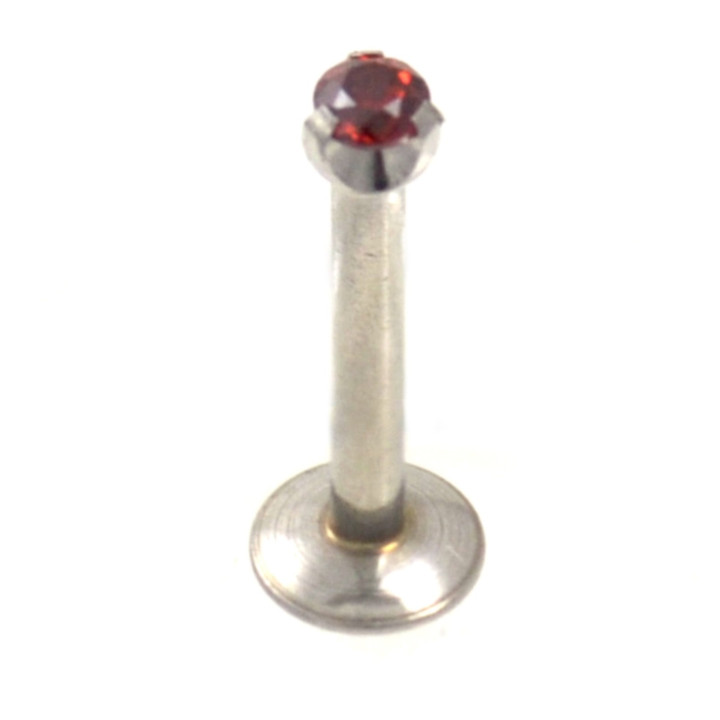 3 Prong 2mm Red CZ Labret Monroe Bar 16g 5/16"