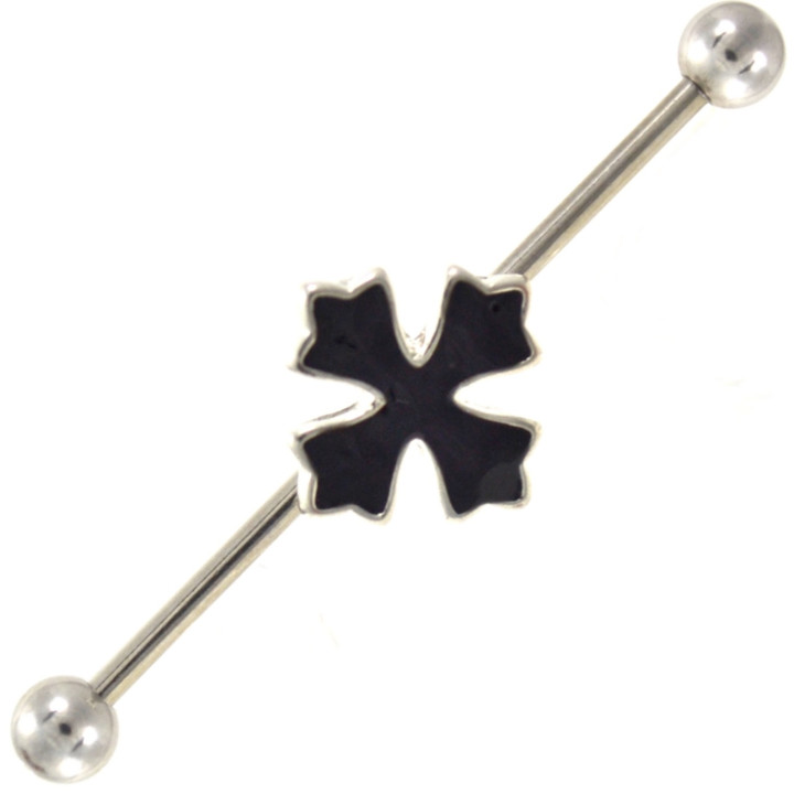 Medieval Black Cross Industrial Barbell 14g 38mm Medieval Black Cross Industrial Barbell 14g 38mm