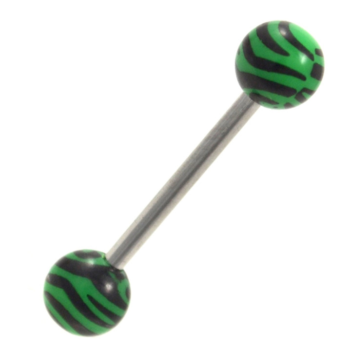 Green & Black Zebra Striped Barbell 14g 5/8"