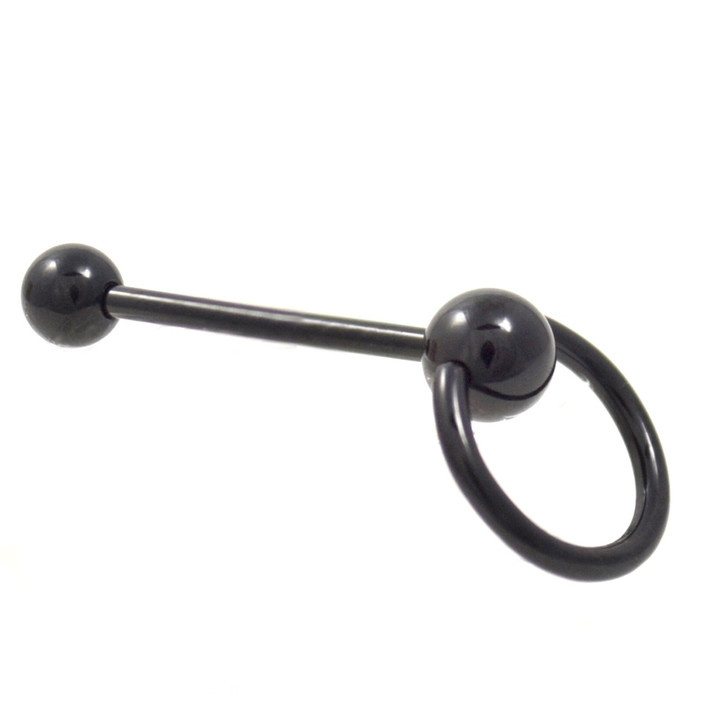 Black Titanium Door Knocker Tongue Ring 14g