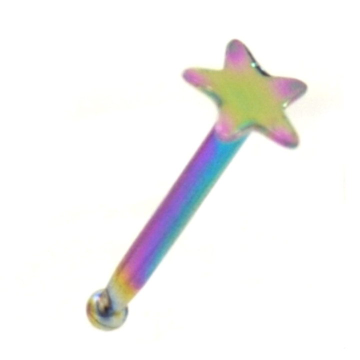 Rainbow Titanium Star Nose Bone Stud 20g 1/4"