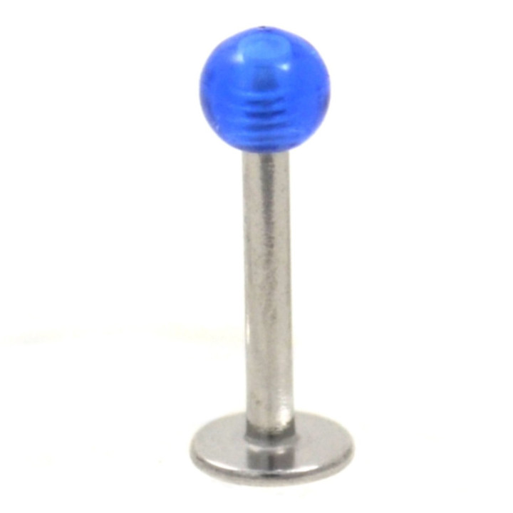 Blue Acrylic UV Ball Labret Monroe Bar 16g 5/16"