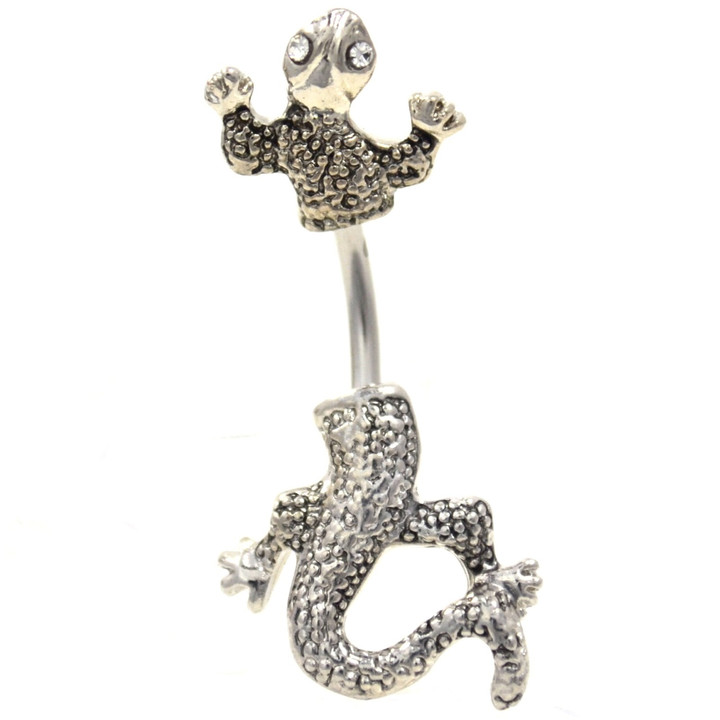 Clear Gem Eyed Chameleon Split Style Belly Ring Clear Gem Eyed Chameleon Split Style Belly Ring