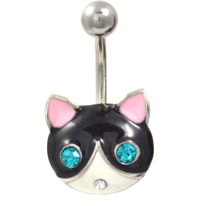 Fancy Cat Face Non-Dangle Belly Ring Fancy Cat Face Non-Dangle Belly Ring