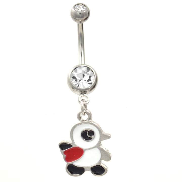 Superhero Penguin Dangling Belly Ring