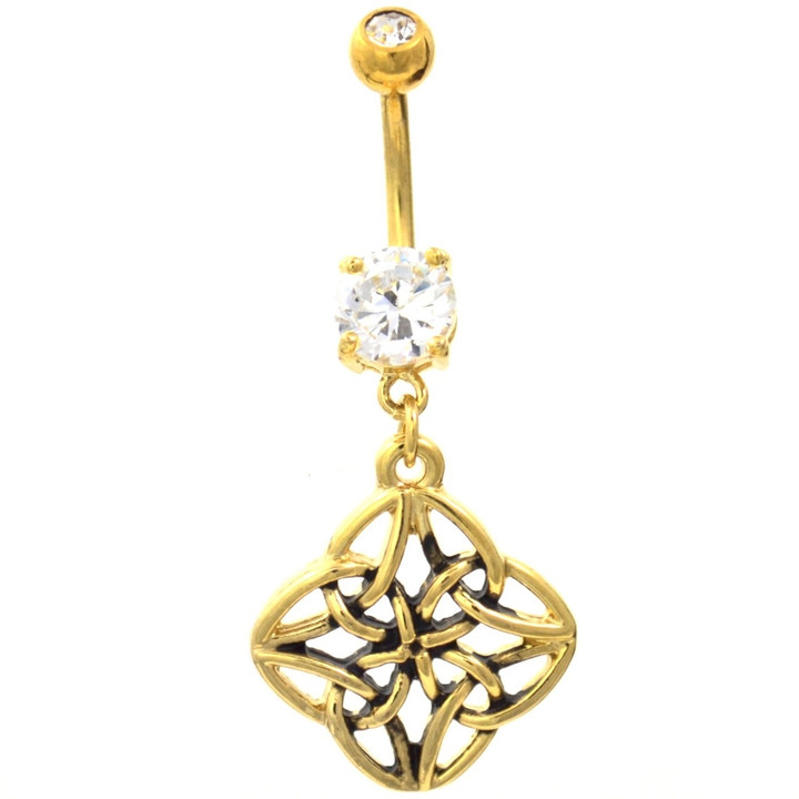 4 Sided Celtic Knot Gold Plated Belly Ring