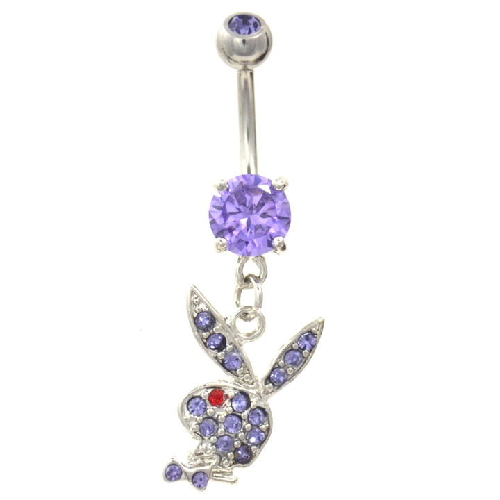 Violet Gem Paved Playboy Bunny Belly Ring 