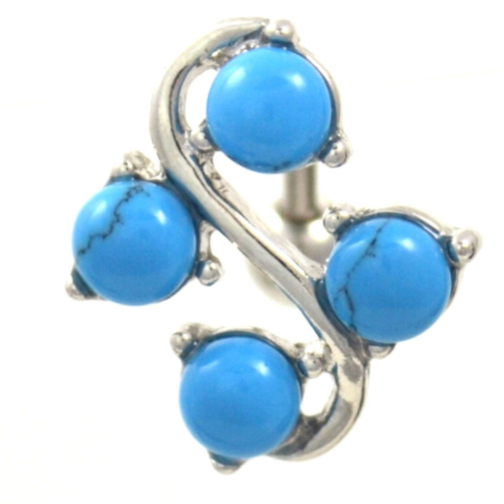 4 Gem Turquoise Stone Vine Reverse Belly Ring