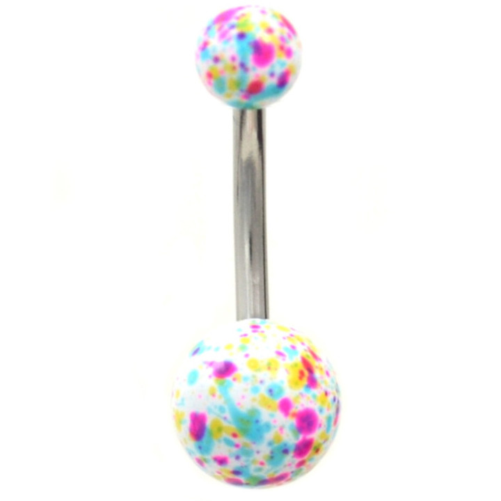 Rainbow Paint Splatter Non-Dangle Belly Ring Rainbow Paint Splatter Non-Dangle Belly Ring