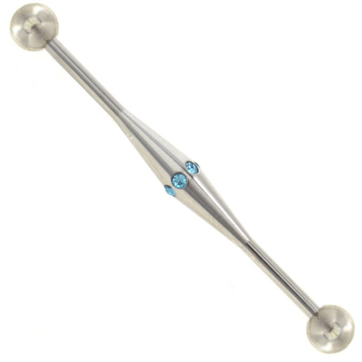 Aqua Multi-Gem Rhombus Industrial Barbell 14g 38mm