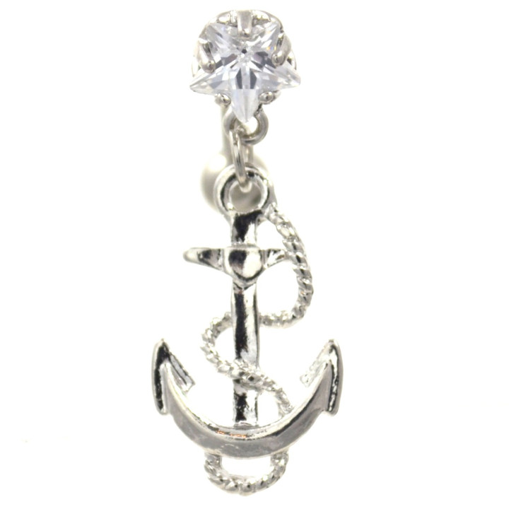 Roped Anchor & Clear Star Top Down Belly Ring 