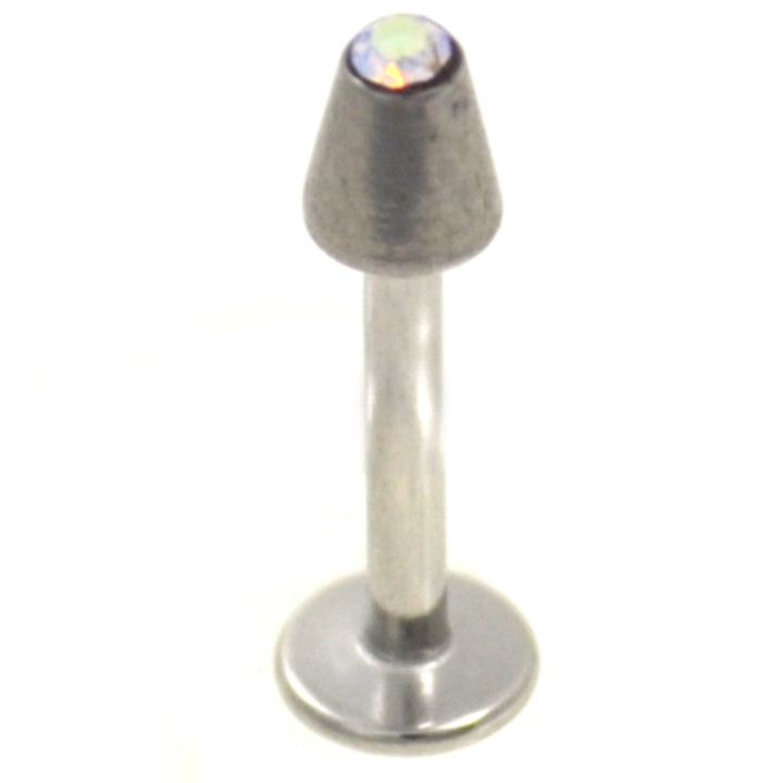 AB Cz Gem Cone Top Labret Monroe Stud - 16G