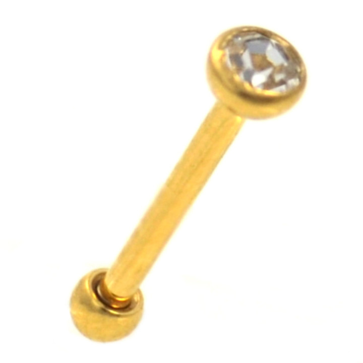 Gold Plated Clear CZ Cartilage/Helix Barbell 18g 
