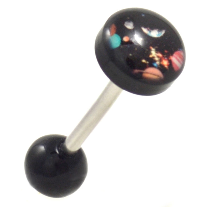 Galaxy Space Logo Tongue Ring Barbell 14g 5/8" Galaxy Space Logo Tongue Ring Barbell 14g 5/8"