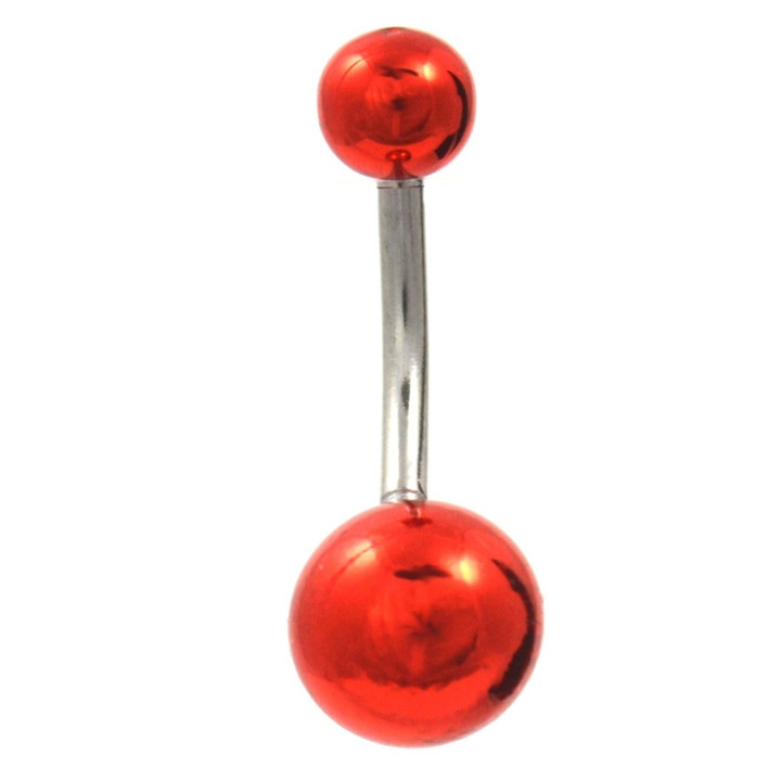 Red Metallic Mirror Balls Belly Ring Red Metallic Mirror Balls Belly Ring