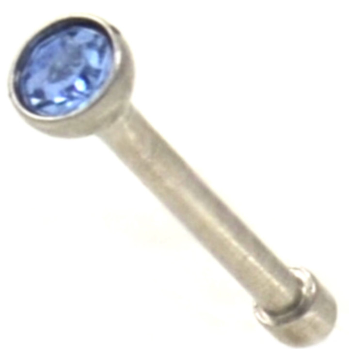 2mm Lt Blue CZ Gem Top Nose Ring Stud 20G 1/4" 2mm Lt Blue CZ Gem Top Nose Ring Stud 20G 1/4"