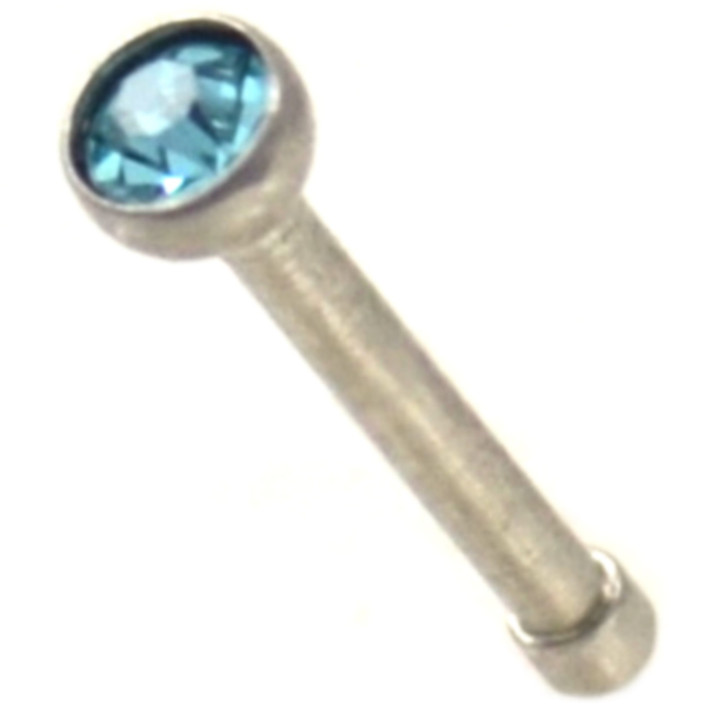 2mm Aqua CZ Gem Top Nose Ring Stud 20G 1/4" 2mm Aqua CZ Gem Top Nose Ring Stud 20G 1/4"