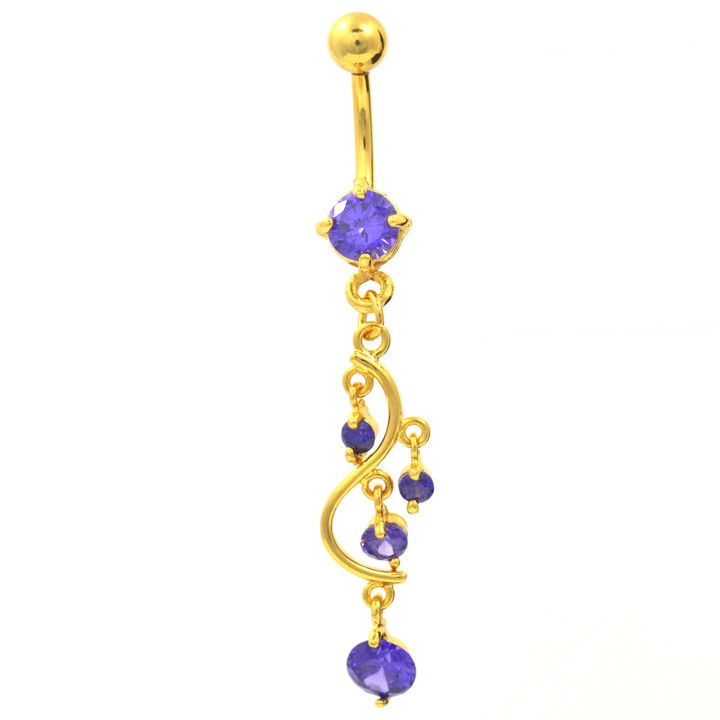 Gold Plated Tanzanite Gem Vine Belly Ring