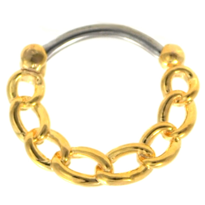 Chain Links Gold Plated Septum Clicker 16G