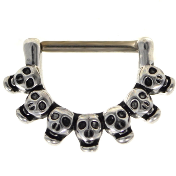 Skull Collection Steel Nipple Clicker 14g 1/2"