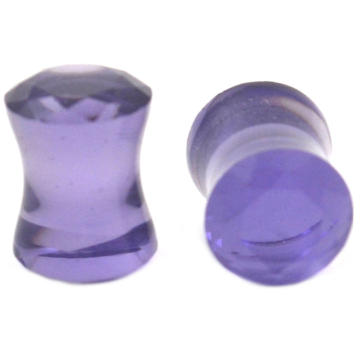 Tanzanite Pyrex Glass Solid Gem Cut Ear Plugs (8g-00g)