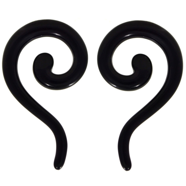 Black Question Mark Shaped Acrylic Spiral Tapers (14g-00g)