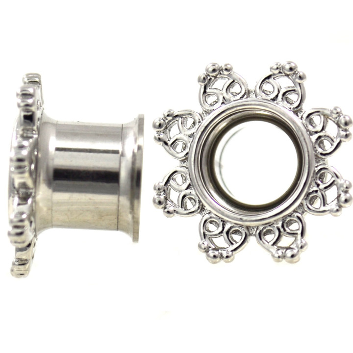 Tribal Heart Filigree Rim Steel Tunnels (8g-5/8")