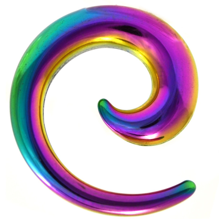 Rainbow IP Steel Hollow Spiral Tapers (8g-00g)