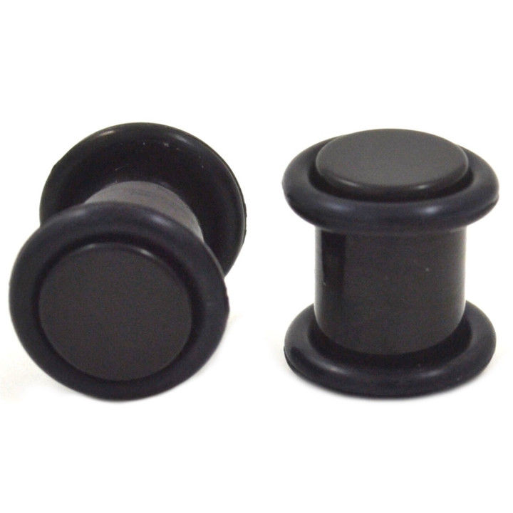 Acrylic Black Solid Ear Plugs w/O-rings (8g-00g)