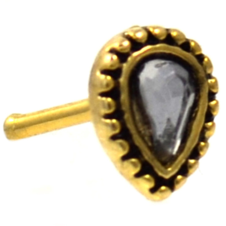 Sparkling Chakra Gold-Tone Nose Ring Stud 20G