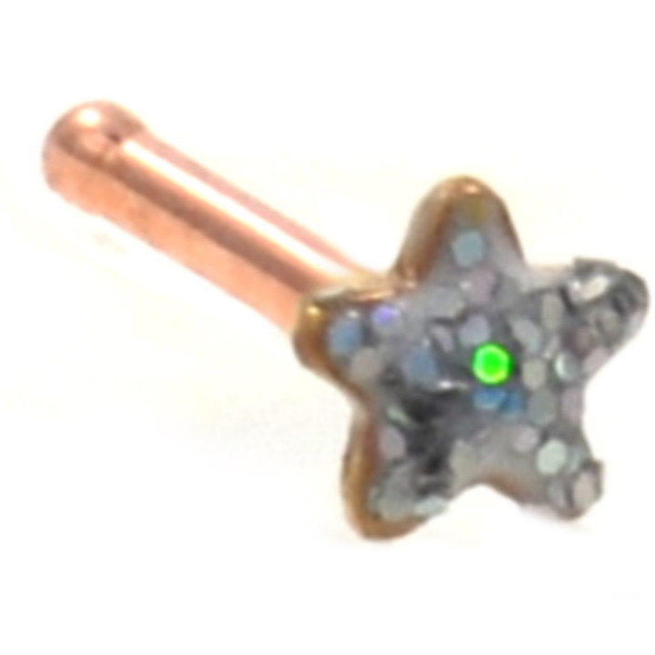 Aurora Glitter Star Rose Gold-Tone Nose Ring Stud  Aurora Glitter Star Rose Gold-Tone Nose Ring Stud