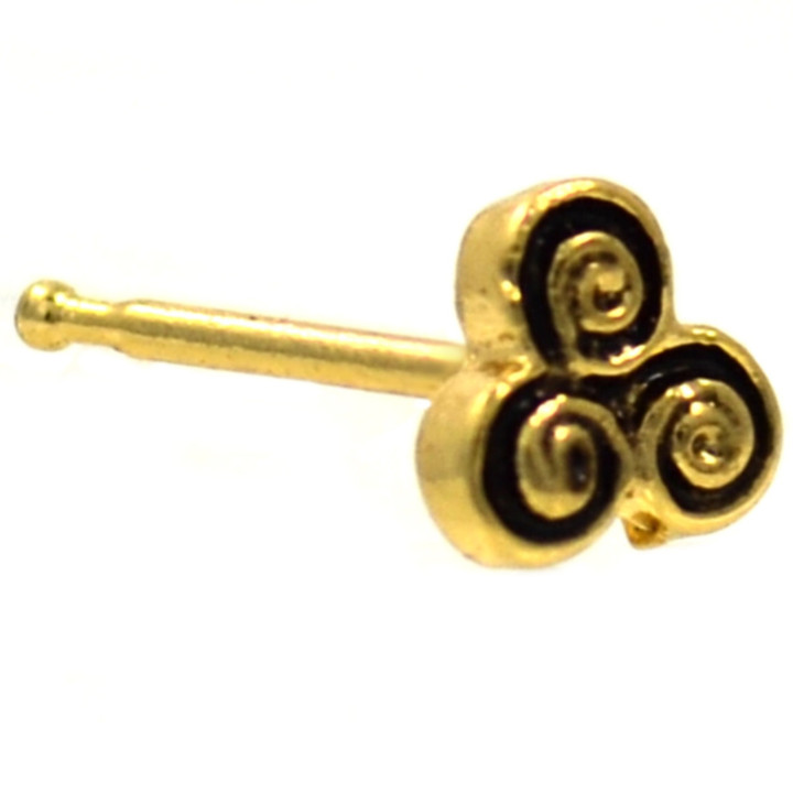 Gold-Tone Triple Swirl Top Nose Ring 20G