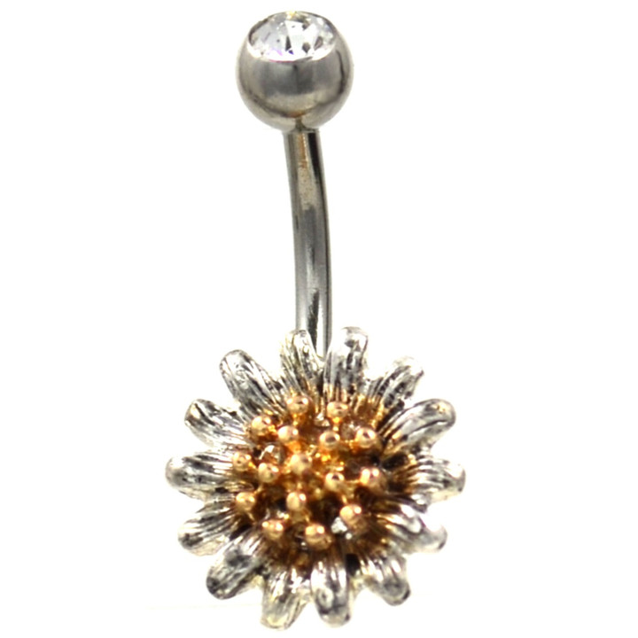 Glamorous Blooming Flower Non-Dangle Belly Ring Glamorous Blooming Flower Non-Dangle Belly Ring