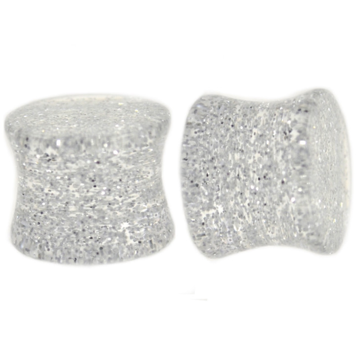 Clear Glitter Sparkle Acrylic Plugs (8g-5/8")