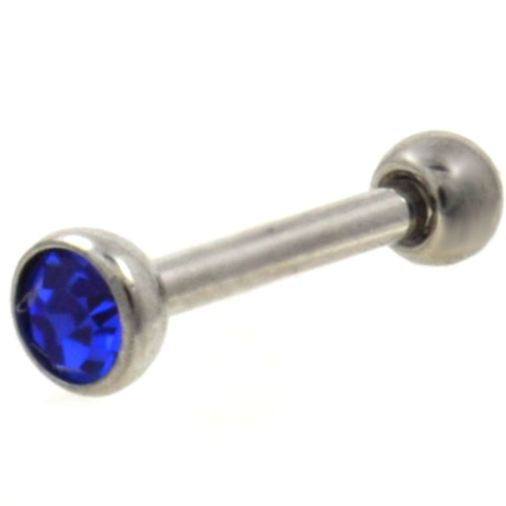 Blue CZ Top Steel Cartilage/Helix Barbell 18g 