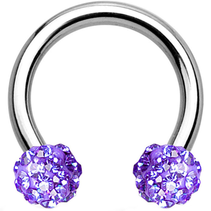 Violet Accents Ferido Ball Steel Horseshoe Ring 16G