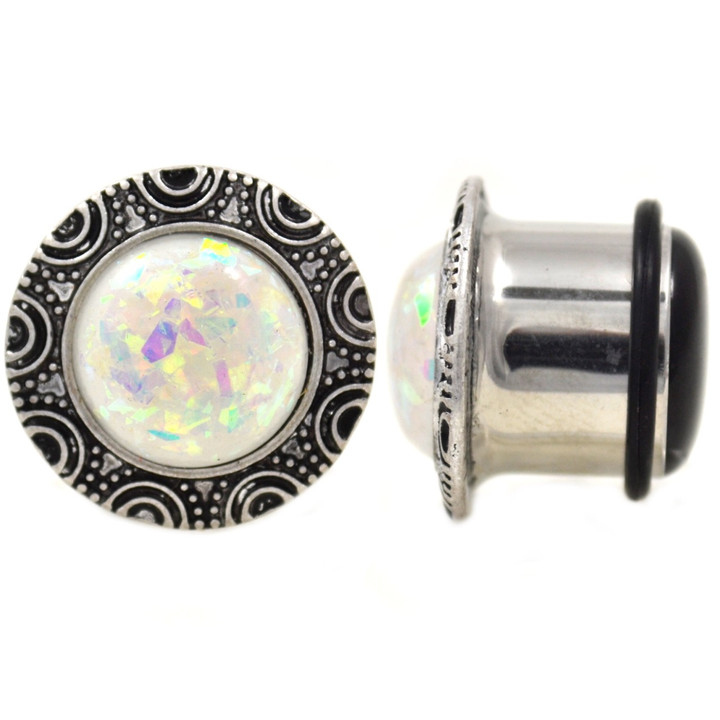 Oversized Opalite Glitter Single Flared Plugs (2g-1")
