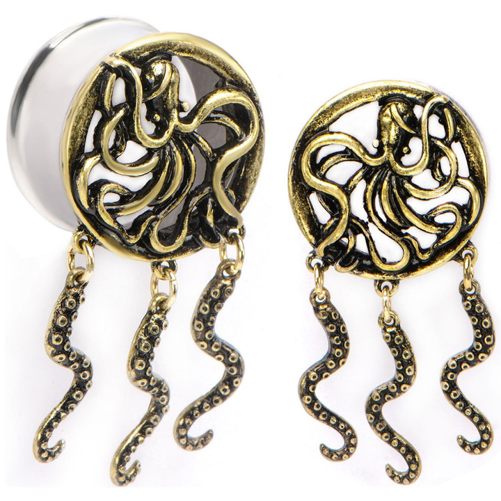 Octopus Front & Tentacles Dangle Tunnels (2g-1")