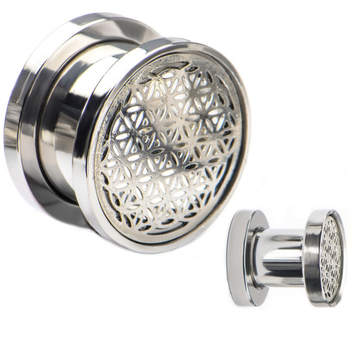 Flower of Life Top Screw Fit Steel Tunnels (2g-1")